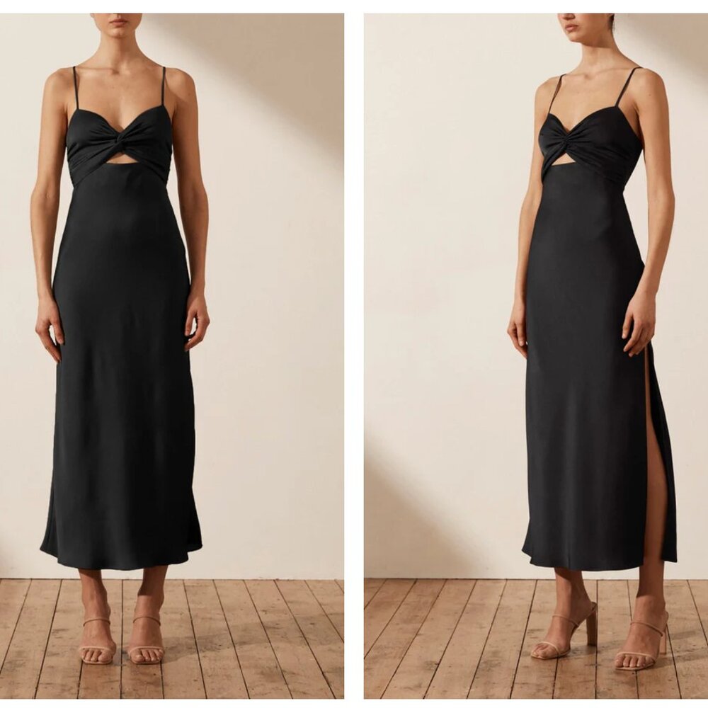 Shona Joy Luxe Twist Front Midi dress (Size US 4)